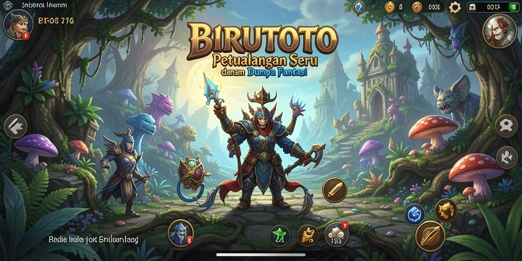 Tampilan gameplay BIRUTOTO dengan berbagai misi petualangan yang menantang.