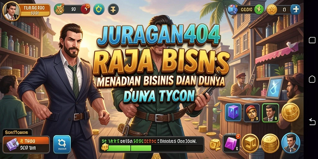 Gameplay seru di JURAGAN404, membangun kerajaan bisnis Anda sendiri.