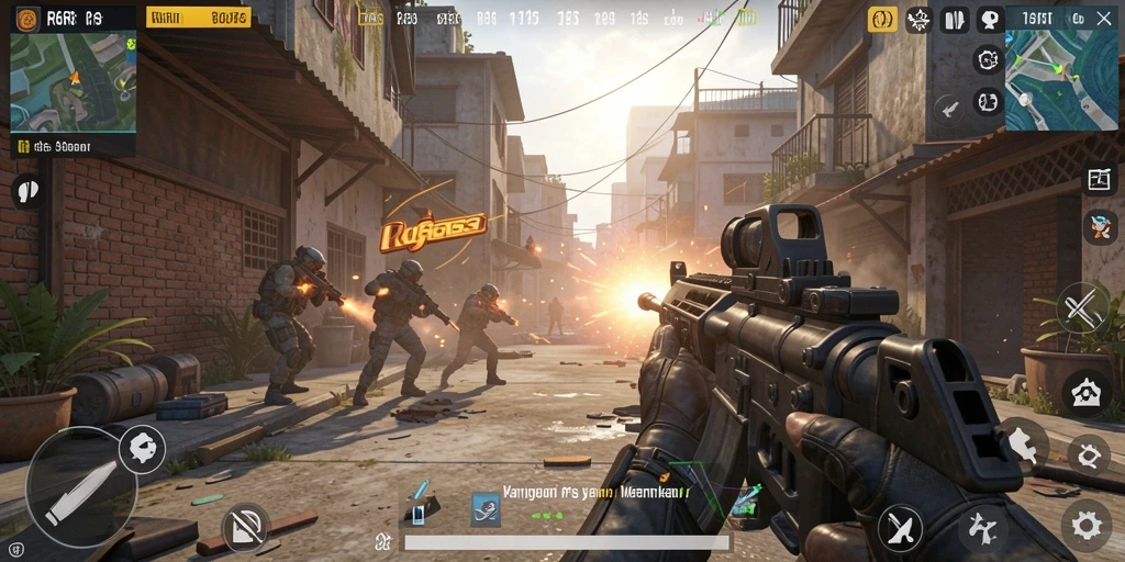Screenshot R6R6 menunjukkan aksi menegangkan dalam pertempuran FPS.