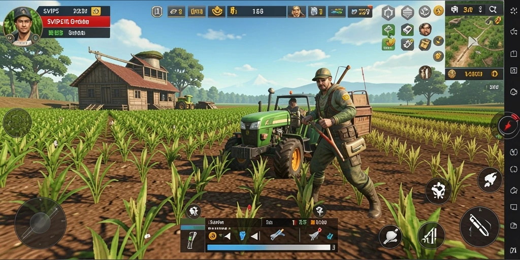 Gameplay menarik dalam pertanian yang menampilkan lahan hijau subur.