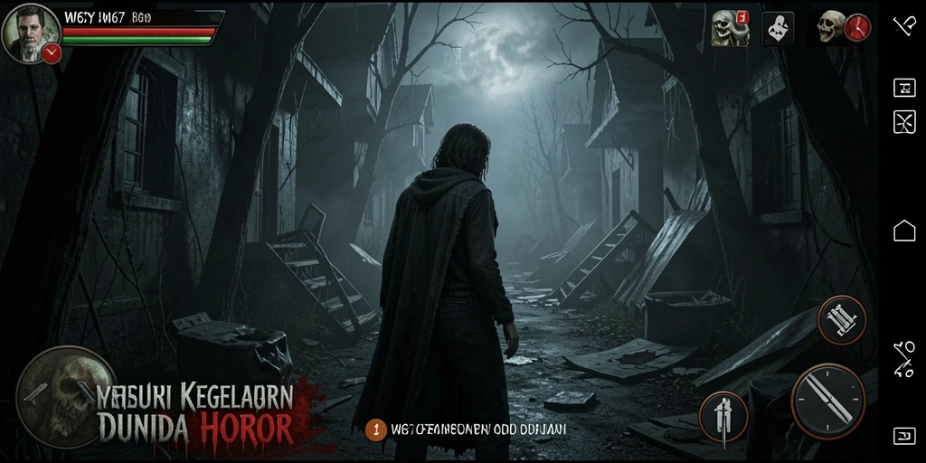 Gameplay mencekam di dunia gelap penuh ketegangan.